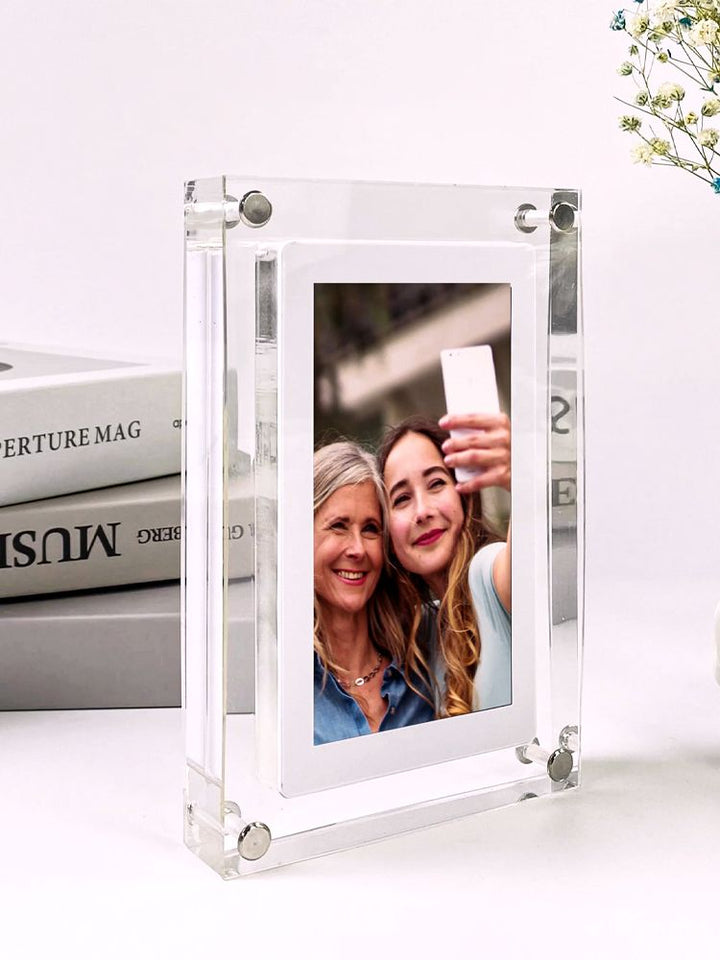 Acrylic Digital Photo Frame | Clear Modern Display Stand