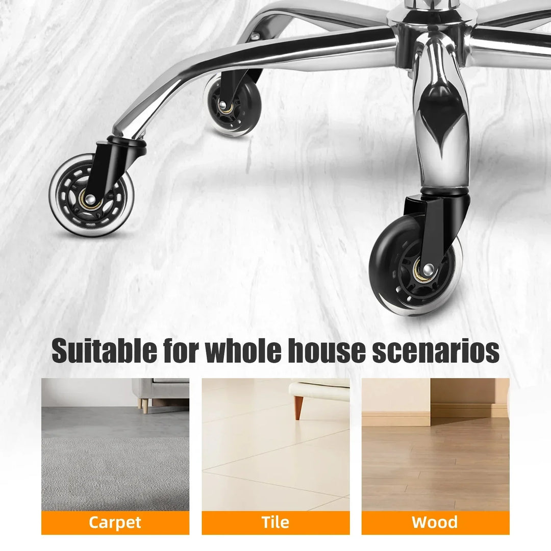 Office Chair Caster Wheels | Heavy Duty Rubber Rolling Set